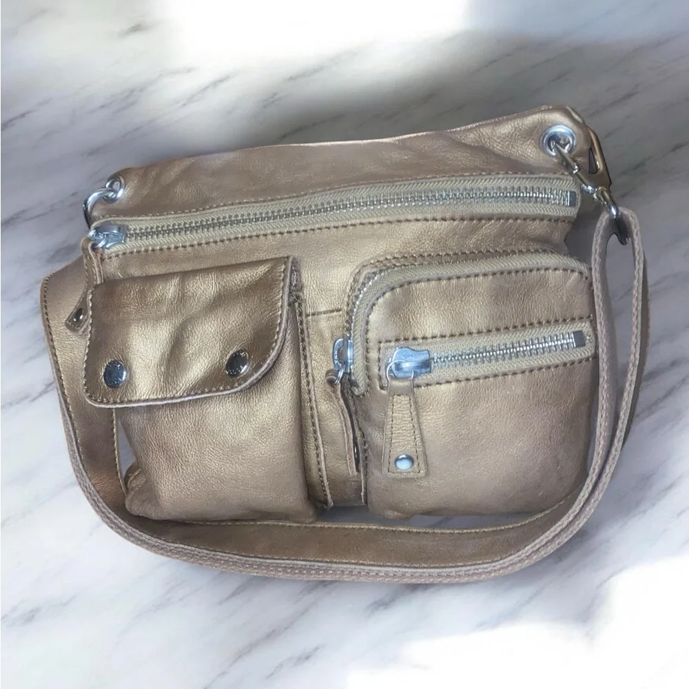 Vintage Fossil Sutter metallic bronze leather crossbody Y2k - Picture 1 of 15